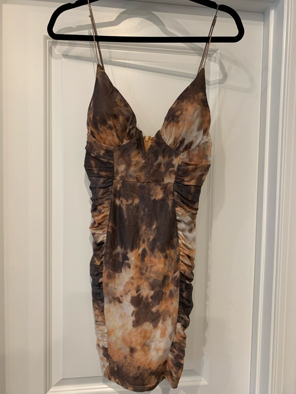 Saints + Secrets  Tie-Dye Ruched Spaghetti Strap Mini Dress NWOT